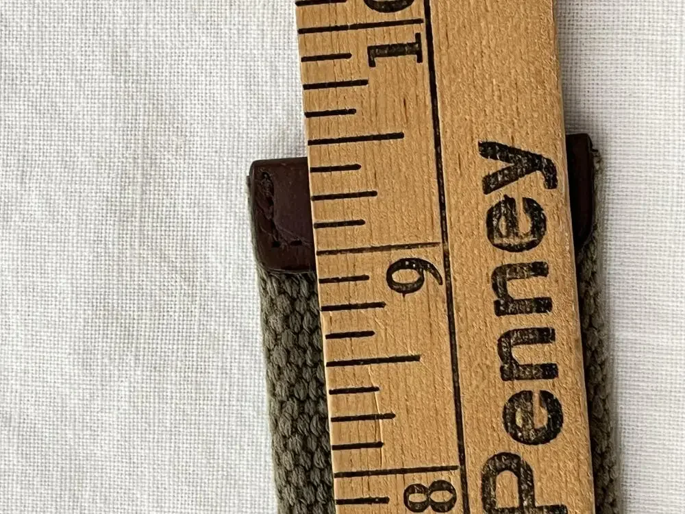 Cotton Leather Belt 40 Brown Trim Military Style Buckle Army Green Beige Webbed